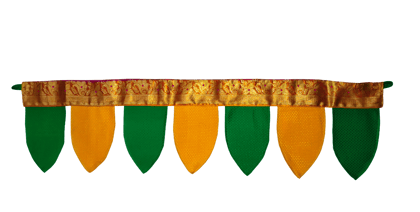 Traditional Handmade Khan Fabric Toran With Seven Leaves With Traditional Border .Bring home the spirit of Indian heritage—shop our Khan Fabric Torans today and transform your space with tradition, color, and joy.