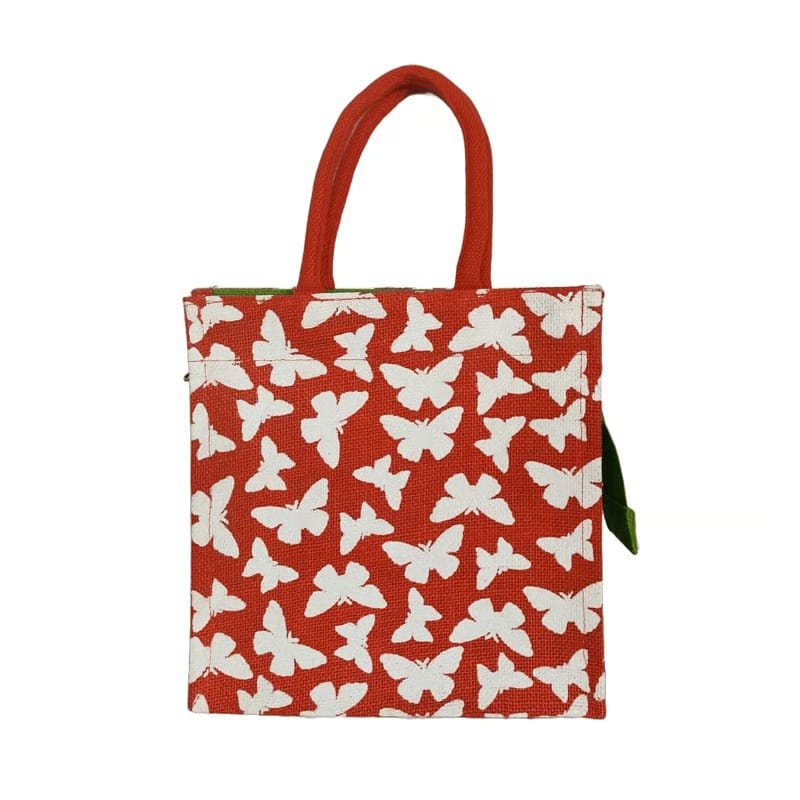 Butterfly Print Red Tote Bag