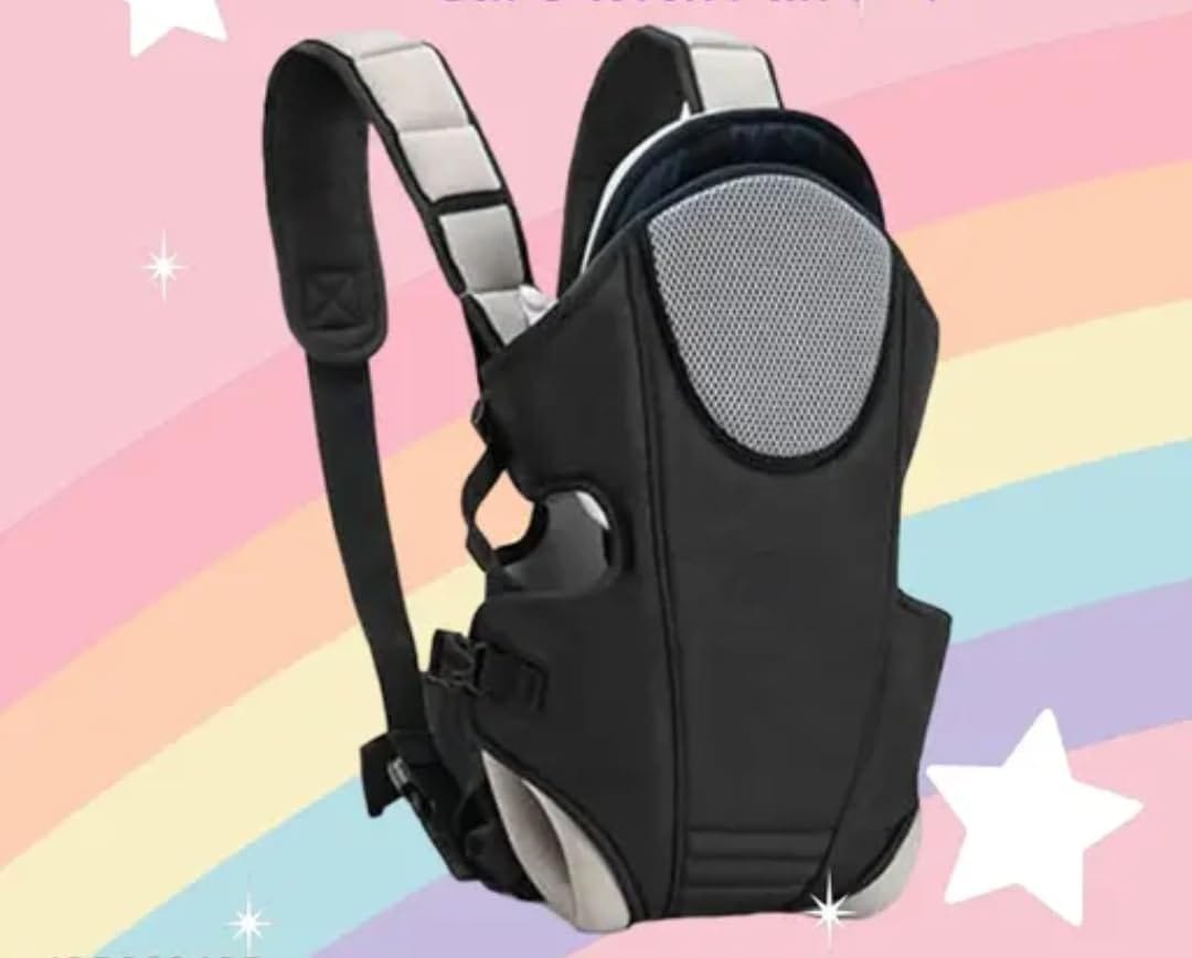 Breathable Black 2-in-1 Baby Carrier – Soft Mesh Support & Adjustable Straps