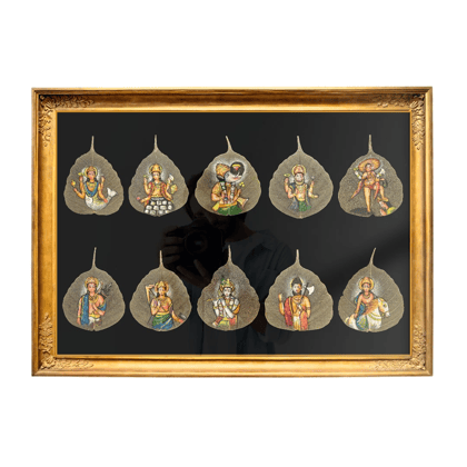 Hand Painted Bodhi Leaf Wall 10 Deity Set Hand Painted Bodhi Leaf Wall 10 Deity Set