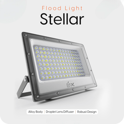 UBX Stellar 100W LED Flood Light With 2-Year Warranty | Cool White | High Brightness Outdoor LED For Security, Landscape, Warehouse, Backyard