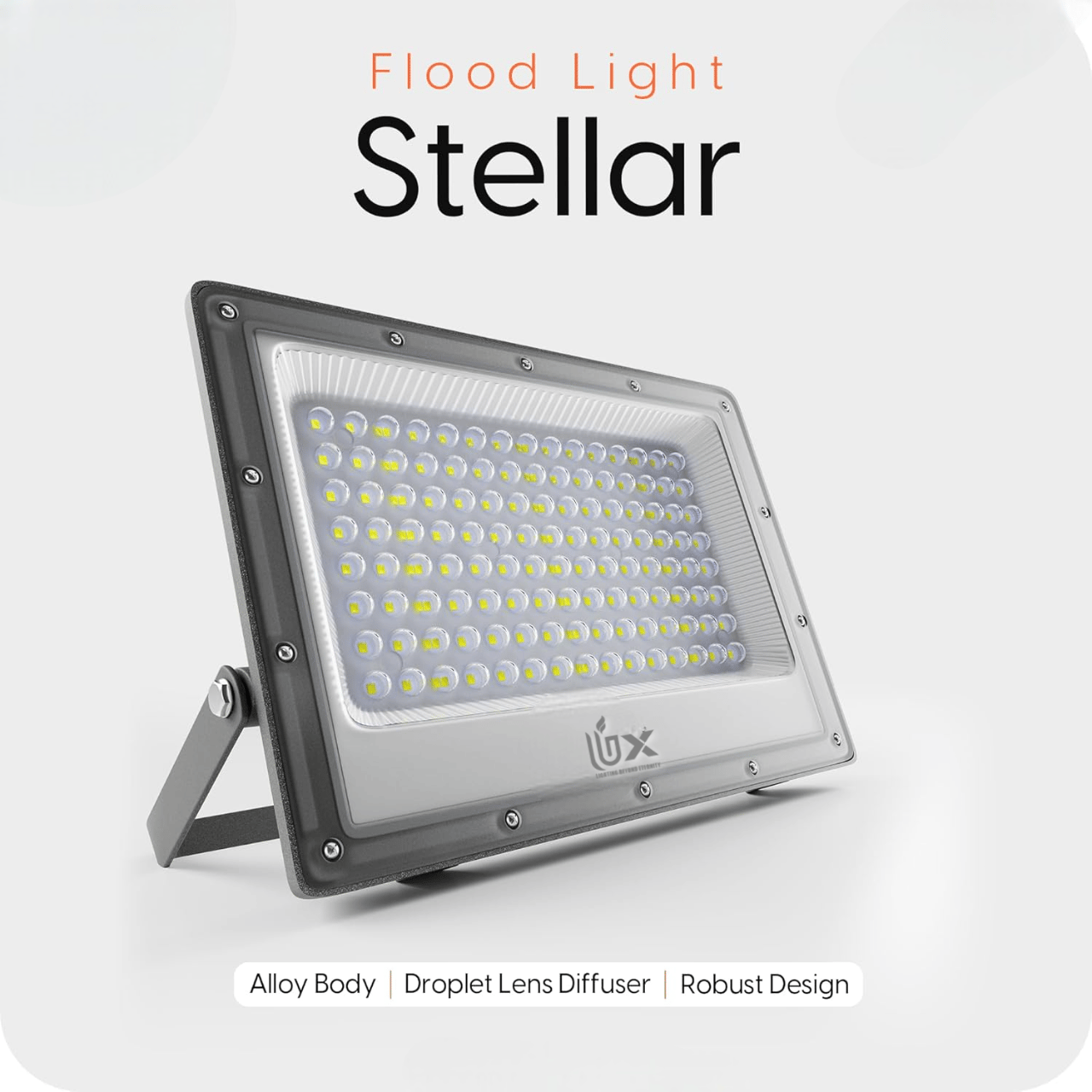 UBX Stellar 100W LED Flood Light With 2-Year Warranty | Cool White | High Brightness Outdoor LED For Security, Landscape, Warehouse, Backyard