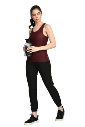 Body Smith Women’s Maroon Activewear Vest | Sleeveless Sports Tank Top for Gym, Yoga & Workout