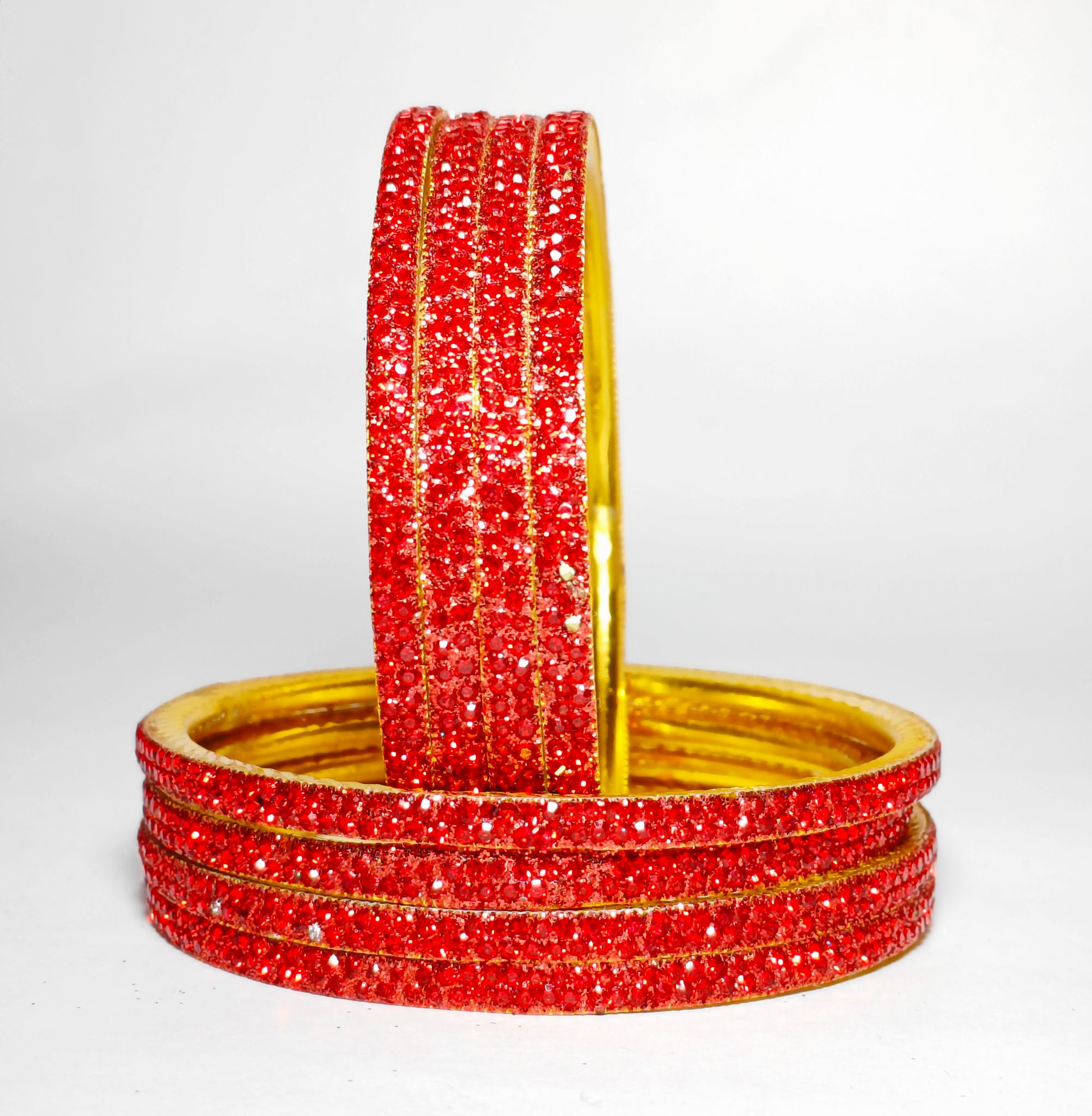 Red Rhinestone Bangles - Sparkling Elegance for Any Occasion