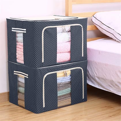 Polka Dot Storage Boxes with Clear Window for Clothes & Blankets