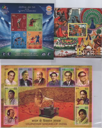 Shobhaphila's Indian Miniature Sheet Year Pack Stamp 2016 ( 17 Stamps)