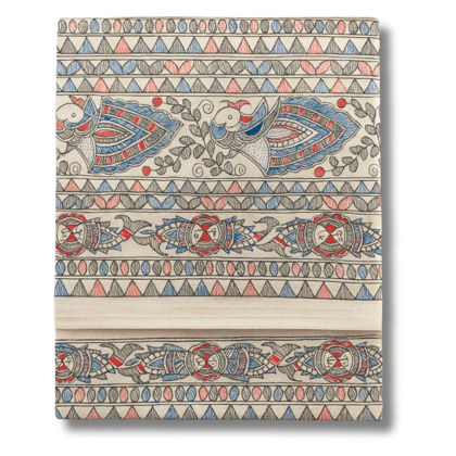 Katan Silk Suit  Madhubani Print- Blue shade