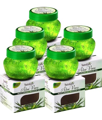 Nutriglow Aloevera Moisturizing Massage Gel For Face & Hair, Glowing and Radiant Skin, Each 100gm (Pack of 5)