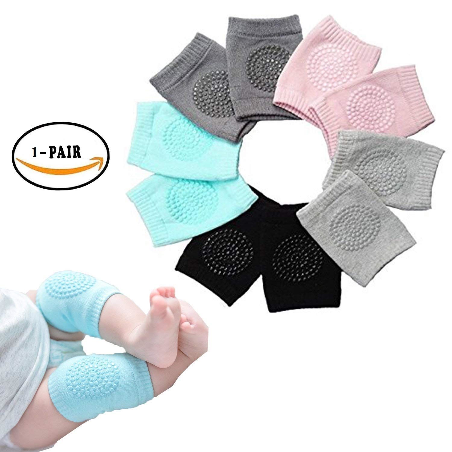Baby Knee Pads Protector Toddler Leg for Crawling,Anti-Slip Padded Stretchable Elastic Cotton Soft Breathable Comfortable Knee Cap Safety Protector,Multicolor (Pack of 1 pair)