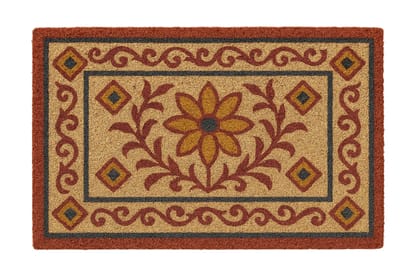 Floral Patterned Coir Doormat - Elegant Entryway Decor Floral Patterned Coir Doormat - Elegant Entryway Decor