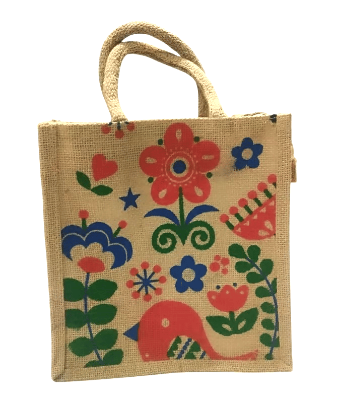 Eco-Friendly Jute Tote Bag with Floral Design
