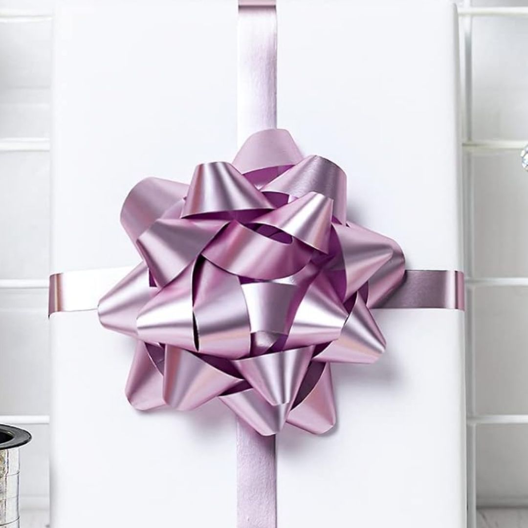 Wanna Party Pack of 2 Pink Bows for Gift Wrapping, Ribbon Bows for Wedding Christmas Birthday  Gift Baskets or Valentine's Day Flower Gift Boxes Decoration (Pink)