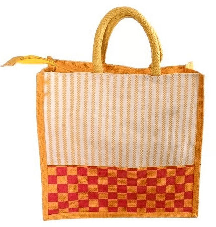 Stylish Striped & Checkered Tote Bag with Comfortable Handles