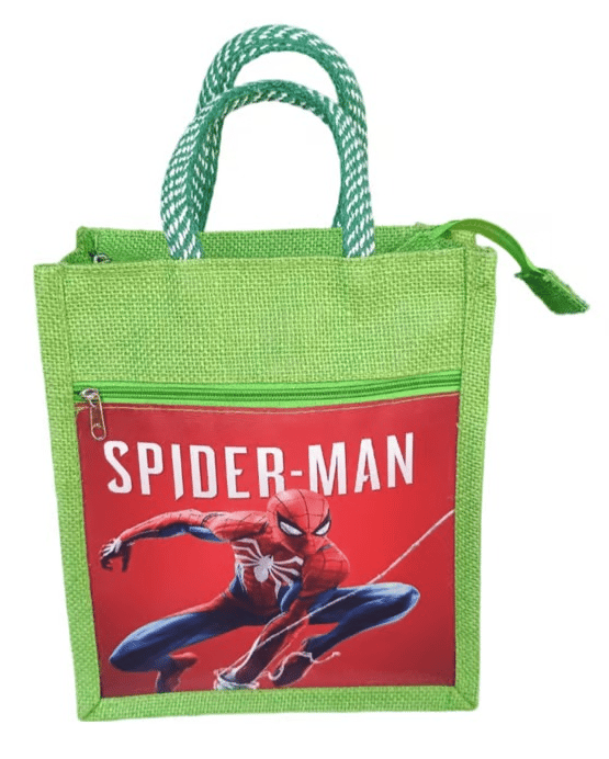 Spider-Man Jute Bag - Eco-Friendly Kids' Tote with Zipper