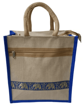 Jute Tote Bag with Elephant Motif - Stylish & Eco-Friendly
