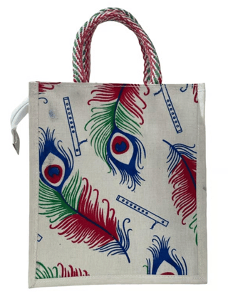 Peacock Feather & Flute Printed Tote Bag