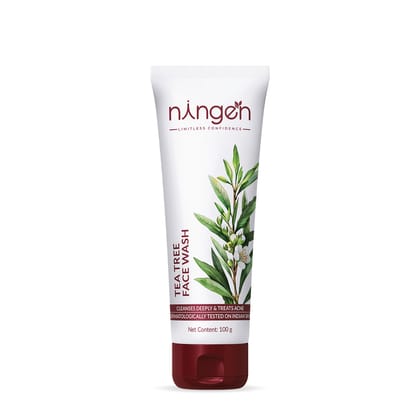 Ningen Tea Tree Face Wash I Infused with Lavender and Wild Pansy Extracts I Irritation Free, Paraben Free I For Skin Blemishes and Scars I 100g, White