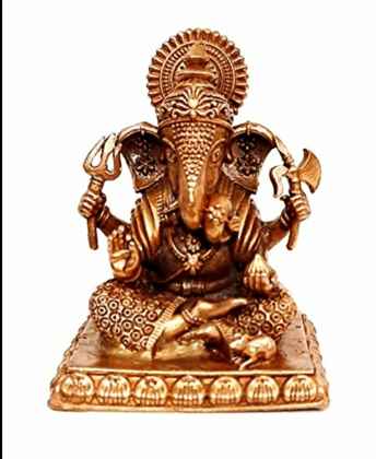 Searchers Paradise Copper Idols of god Ganesh  2.7 inch, 250 Gram, Patina Antique Finish, Pack of 1 Piece