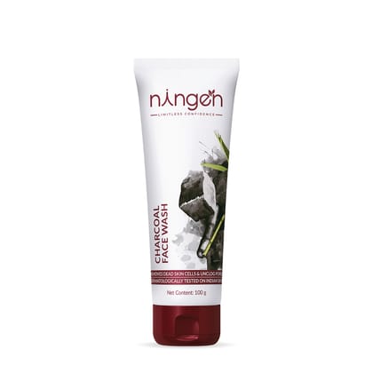 Ningen Charcoal Face Wash I Goodness of Grapes and apple I Dermatologically Tested, Paraben Free I Wards Off Skin Impurities, Anti Pollution I 120g, White