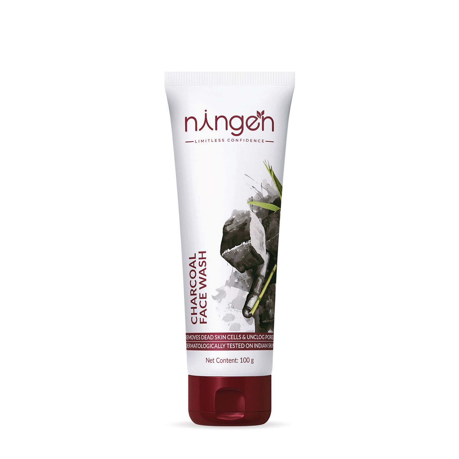 Ningen Charcoal Face Wash I Goodness of Grapes and apple I Dermatologically Tested, Paraben Free I Wards Off Skin Impurities, Anti Pollution I 120g, White