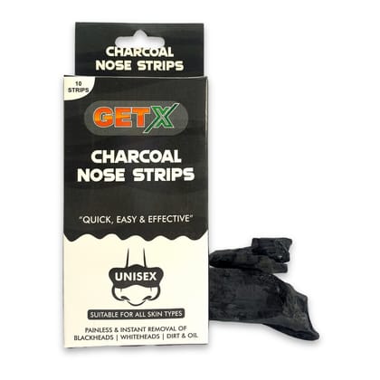 GETX Charcoal Nose Strips (10 Strips), Deep Cleansing Charcoal Nose Pore Strip for Men & Women | Reduces & Prevents Blackheads, Whiteheads, Dirt and Oil | Cleanses Pores