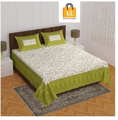 2001-Bedsheet Adda-Pure Cotton Jaipuri Printed Double Bedsheet With 2 Pillow Covers-OLD AADI MANAV
