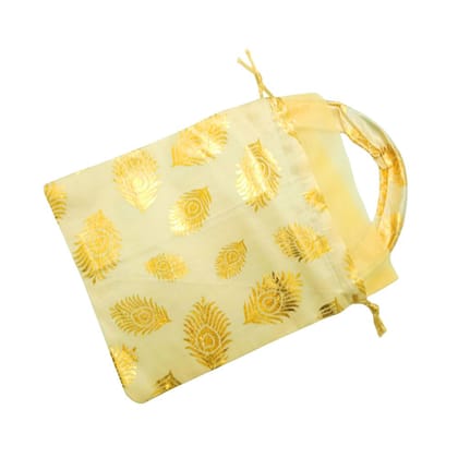 Premium Golden Peacock Feather Design Potli Bag | Elegant Drawstring Gift Bag for Weddings, Parties, and Festive Occasions | Silk Cloth Pouch for Jewelry, Return Gifts and Favors (Pack of 5) Premium Golden Peacock Feather Design Potli Bag | Elegant Drawstring Gift Bag for Weddings, Parties, and Festive Occasions | Silk Cloth Pouch for Jewelry, Return Gifts and Favors (Pack of 5)