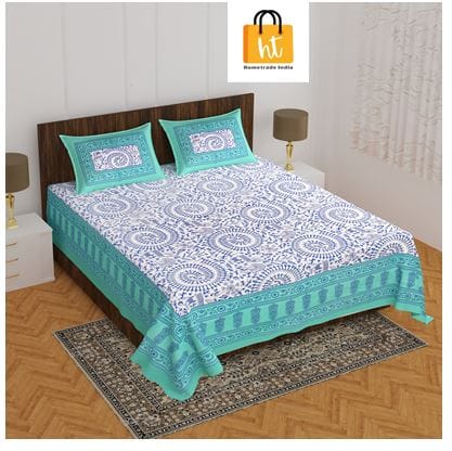 2001-Bedsheet Adda-Pure Cotton Jaipuri Printed Double Bedsheet With 2 Pillow Covers-PINK
