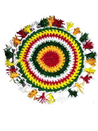 Handmade Multicolor Crochet Doily With Tassels