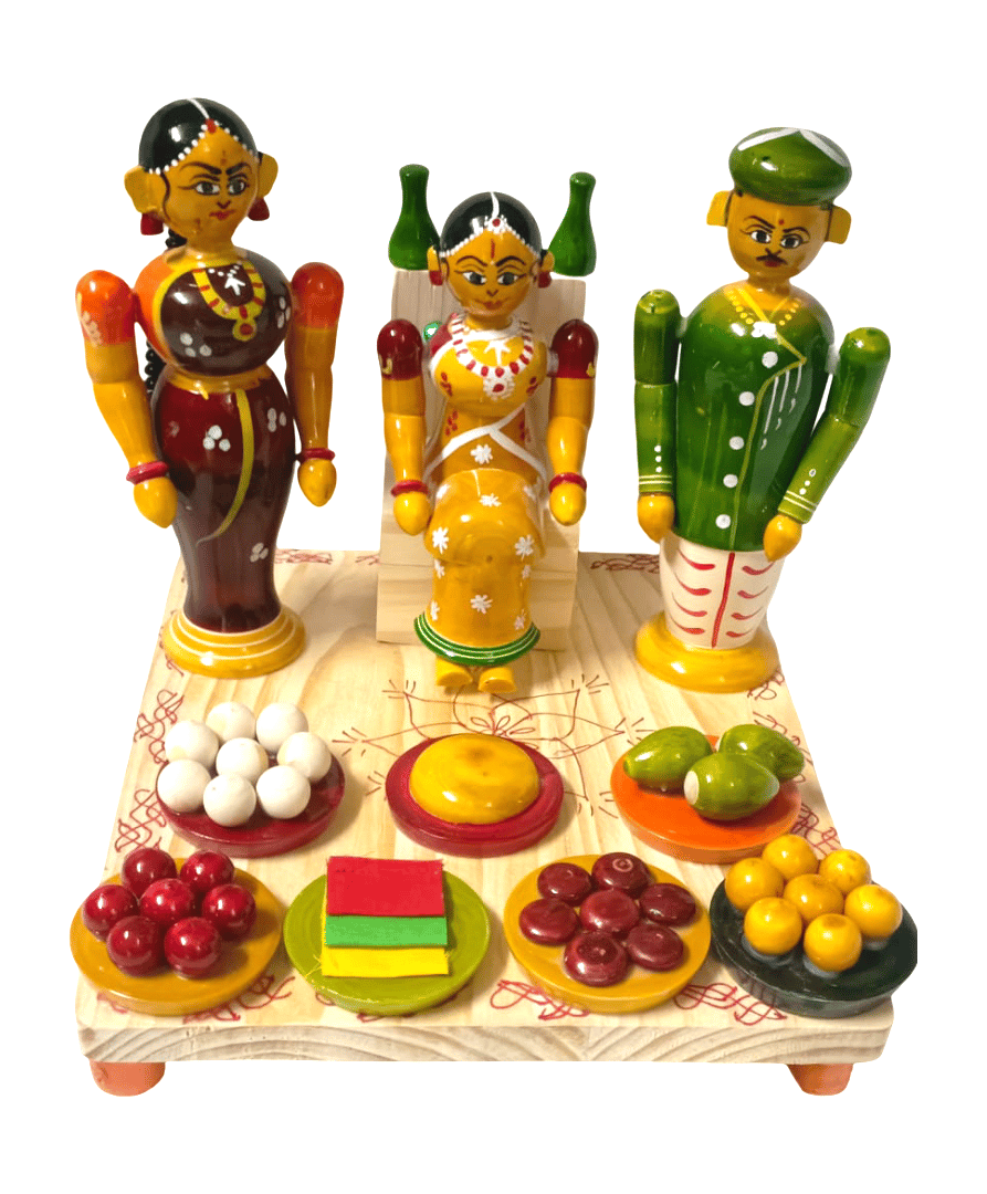 Kondapalli Wooden Home Decor- Traditional Indian Dolls