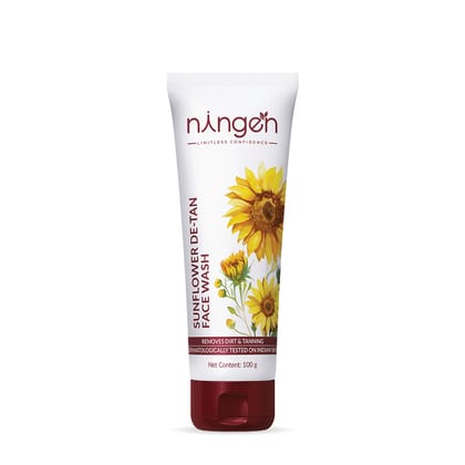 Ningen Sunflower De-tan Face Wash I Rosemary and Green Tea Extract I Dermatologically Tested, Paraben Free I Removes Dirt and Excessive Tan I 100g
