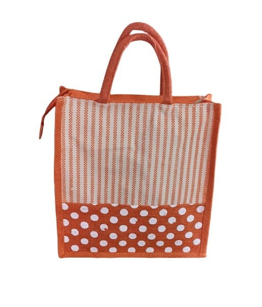 Stylish Tote Bag with Striped & Polka Dot Design