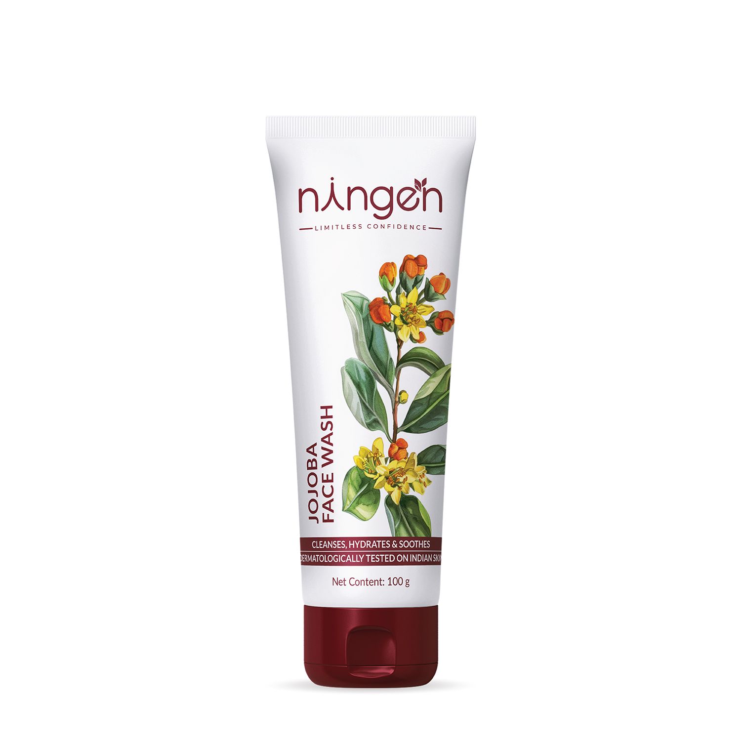 Ningen Jojoba Face Wash I Irritation Free, Paraben Free I Goodness of Lotus, Apricot, White Tea I Removes Dirt, Dead Cells, Unclogs Pores I 100g