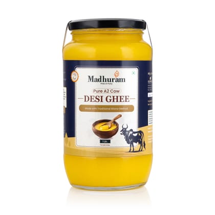 Madhuram Pure A2 Cow Desi Ghee - Traditional Bilona Method - 1 Ltr Madhuram Pure A2 Cow Desi Ghee - Traditional Bilona Method - 1 Ltr