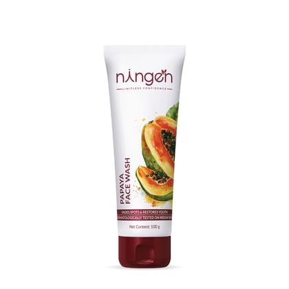 Ningen Papaya Face Wash I Enriched with Saffron and Sandalwood I Irritation Free, Paraben Free I Treats Dryness, Itching & Pollution allergy I 100g, White