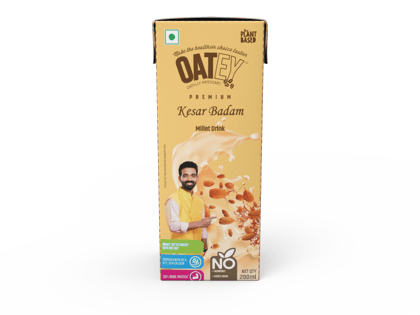 OATEY Kesar Badam Millet Drink - Non-dairy, Vegan, Nut/Soy free, No-added sugar, 200ml (Pack Of 8) OATEY Kesar Badam Millet Drink - Non-dairy, Vegan, Nut/Soy free, No-added sugar, 200ml (Pack Of 8)