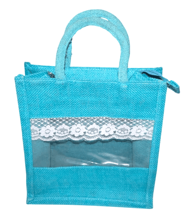Jute Bag with Lace Trim & Transparent Window