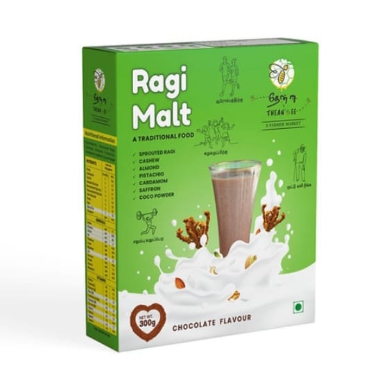 Theanee's Ragi Malt - Chocolate Flavour - 300g / Gluten-Free Ragi Malt / High-Calcium Drink /Diabetes-Friendly Mal/t Weight Loss Drink / Digestive Health Drink