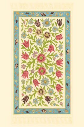 Hand-Embroidered Floral Rug