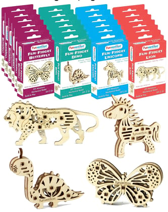 Funvention Birthday Return Gifts Pack of 24 Toys Fun Fidgets Jungle (3 x 4 DIY Miniature Mechanical Models Lion, Butterfly, Unicorn & Dino) Party Pack Return Favors for Kids Art & Craft STEM Learning Funvention Birthday Return Gifts Pack of 24 Toys Fun Fidgets Jungle (3 x 4 DIY Miniature Mechanical Models Lion, Butterfly, Unicorn & Dino) Party Pack Return Favors for Kids Art & Craft STEM Learning