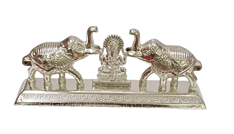 Silver Elephant Ganesha Idol - Auspicious Home Decor