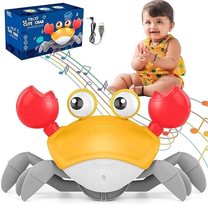 Crawling Crab Infant Tummy Time Toys | Kids Electronic Musical Light up Toy with Automatically Obstacle Avoidance Induction