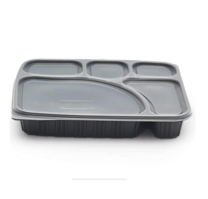 Divatos 5CP Meal Tray with LID Black | Microwave & Fridge Safe | Compartment Plates for Dinner Lunch | BPA Free Virgin Plastic | Restaurants & Cloud Kitchen Food Delivery (Set of 25) Divatos 5CP Meal Tray with LID Black | Microwave & Fridge Safe | Compartment Plates for Dinner Lunch | BPA Free Virgin Plastic | Restaurants & Cloud Kitchen Food Delivery (Set of 25)