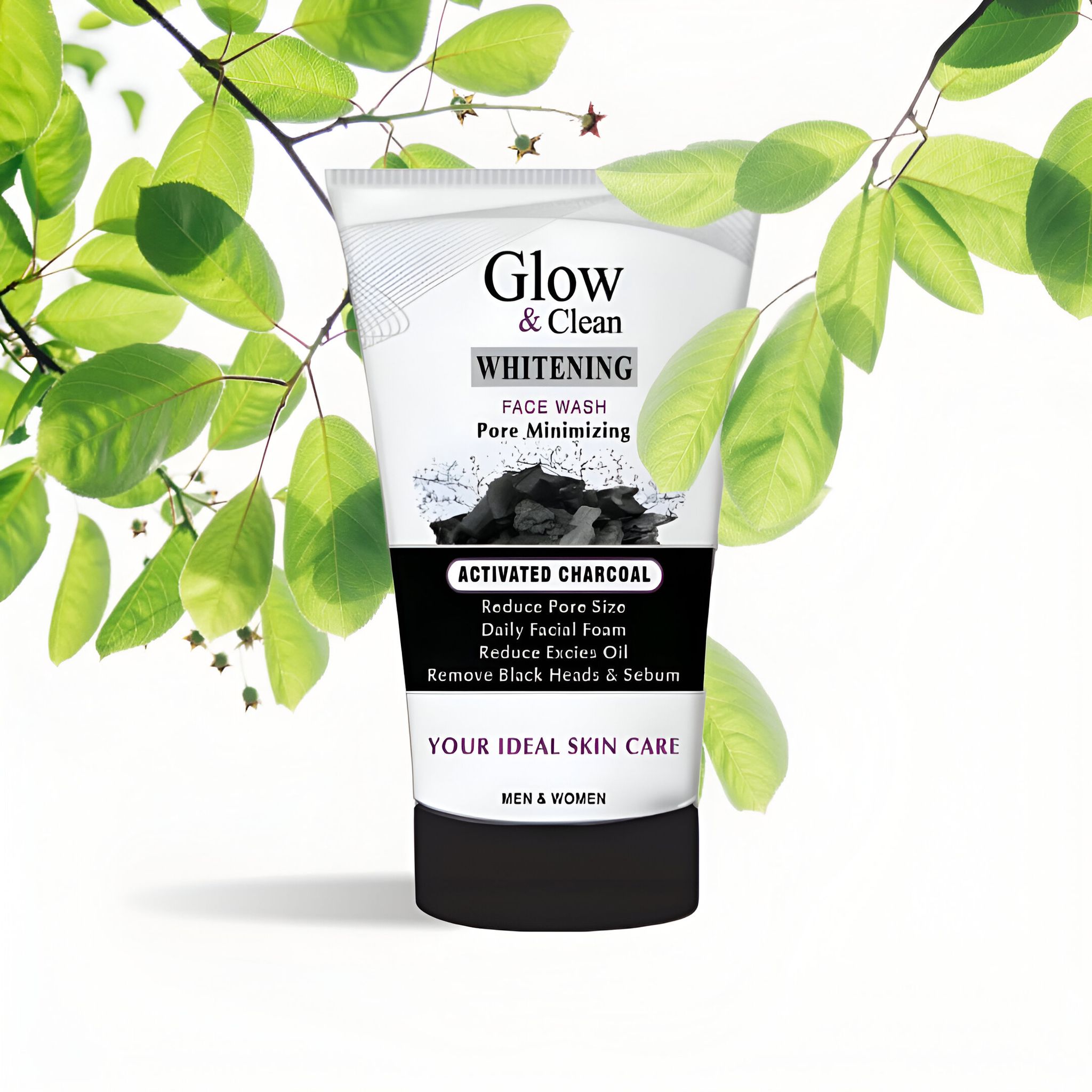 Glow & Clean Whitening Activated Charcoal Face Wash - Pore Minimizing & Oil Control