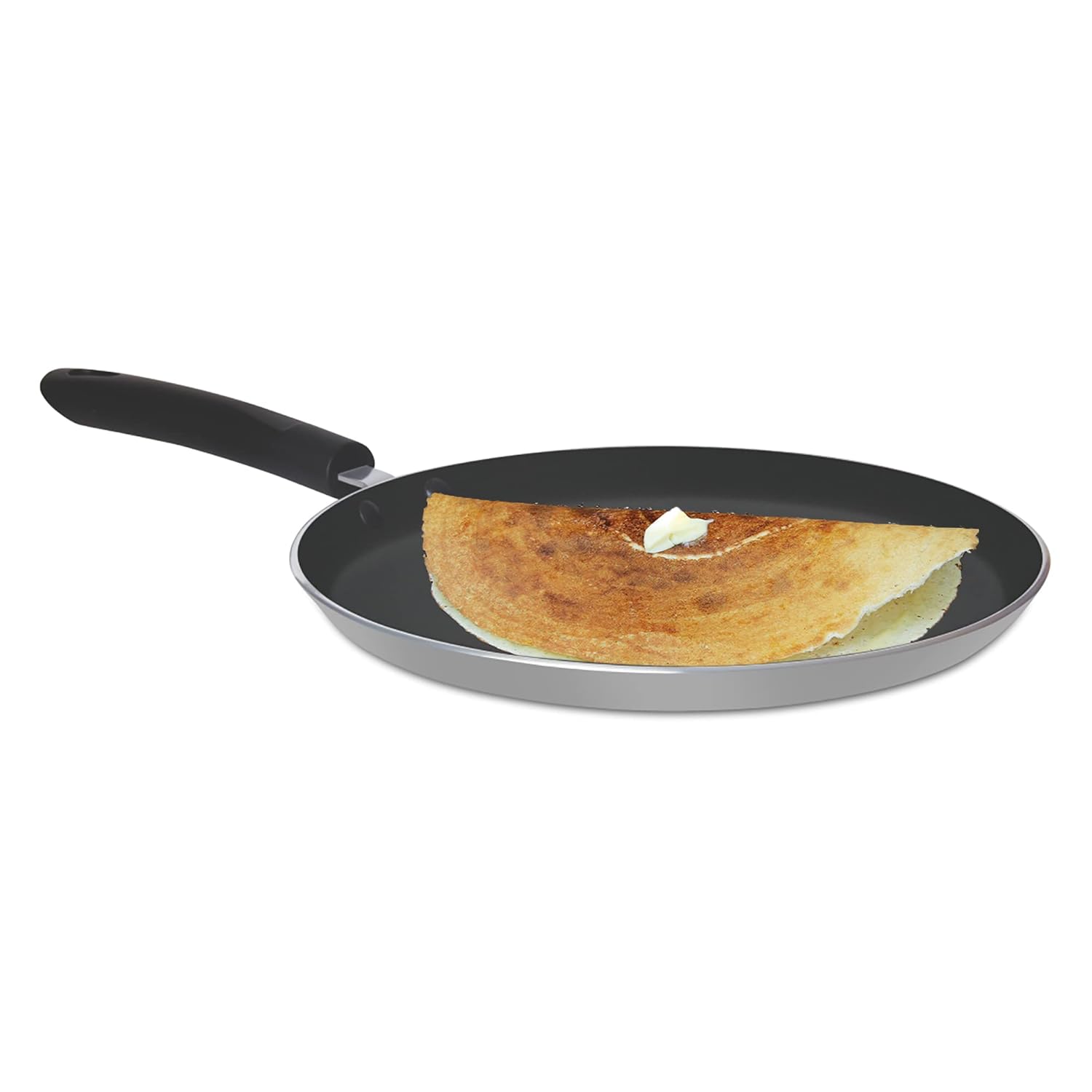 Milton Procook Black Pearl Omni Dosa Tawa with 3 Layers Non-Stick Coating 26 cm, Bakelite Handle, Gas & Induction Compatible, 1 Years Warranty