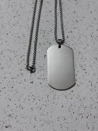 Sleek Stainless Steel Anti Tarnish Neck Chain for Men & Women, Blank Military Style Pendant, Party style