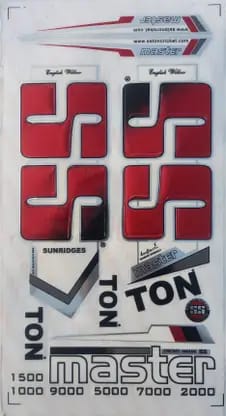 TEKNAXO | 3D MASTER | Embossed Cricket Bat Sticker  (Red)