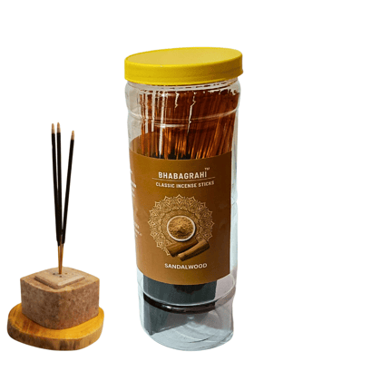 Bhabagrahi Classic Sandalwood Incense Sticks 8 Inch | Premium Long-Lasting Fragrance | 150 Sticks in Plastic Jar Bhabagrahi Classic Sandalwood Incense Sticks 8 Inch | Premium Long-Lasting Fragrance | 150 Sticks in Plastic Jar