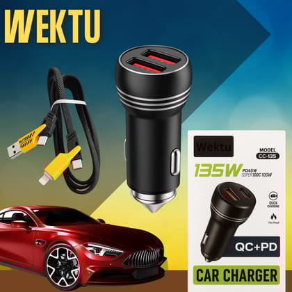 Wektu 45W QC+PD Super Fast Car Charger with Dual Ports - Model CC-135