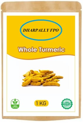 DHARPALLY FPO Premium 100% Natural Whole Turmeric Roots/Haldi - 1 KG